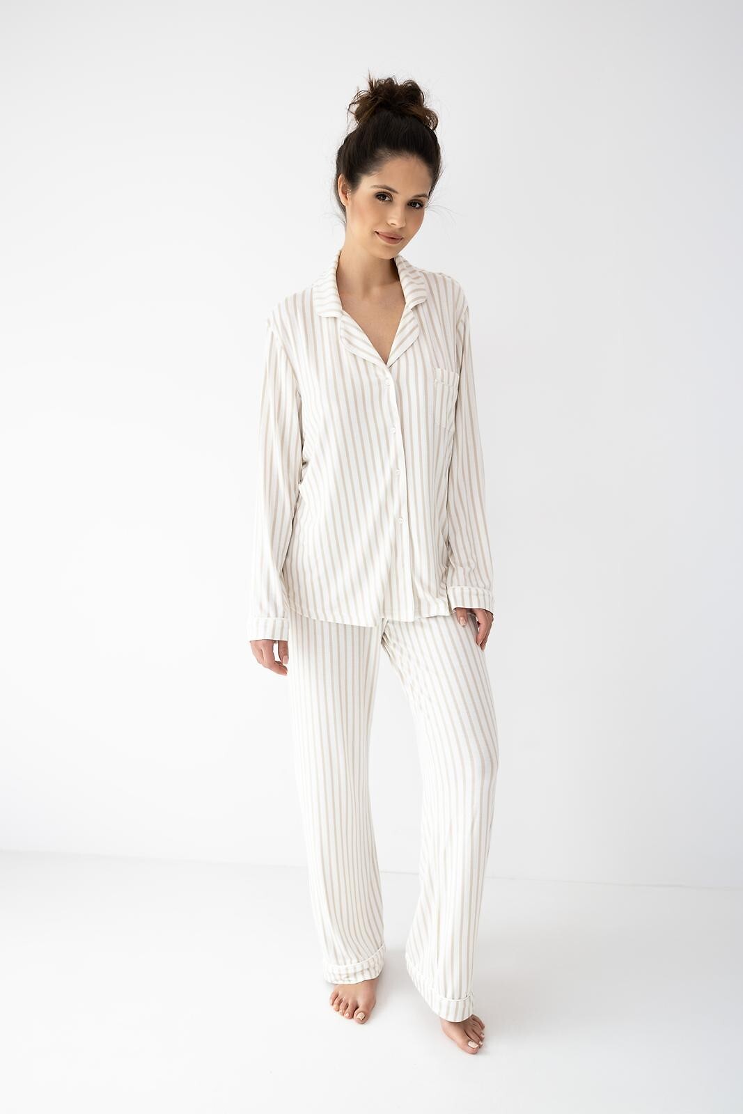 4-Piżama Sensis Amani dł/r XS-2XL rozpinana ecru-beżowy-4