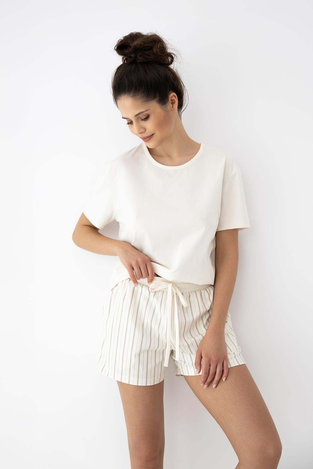 2-Piżama Sensis Jemma kr/r XS-2XL ecru-beżowy-2