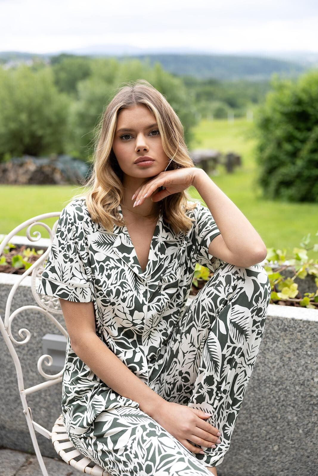 3-Piżama Sensis Louise kr/r XS-2XL rozpinana khaki-ecru-3