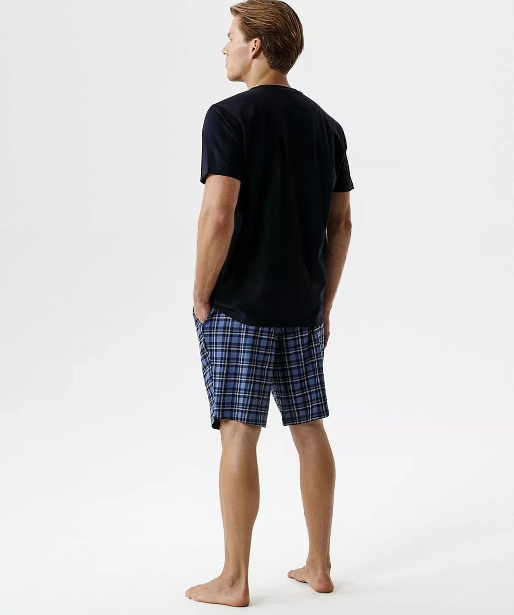 Pigiama Uomo Estivo "Peach Effect" – T-shirt con Bottoni e Shorts a Quadri - NMP-401 - Lullaby Lingerie