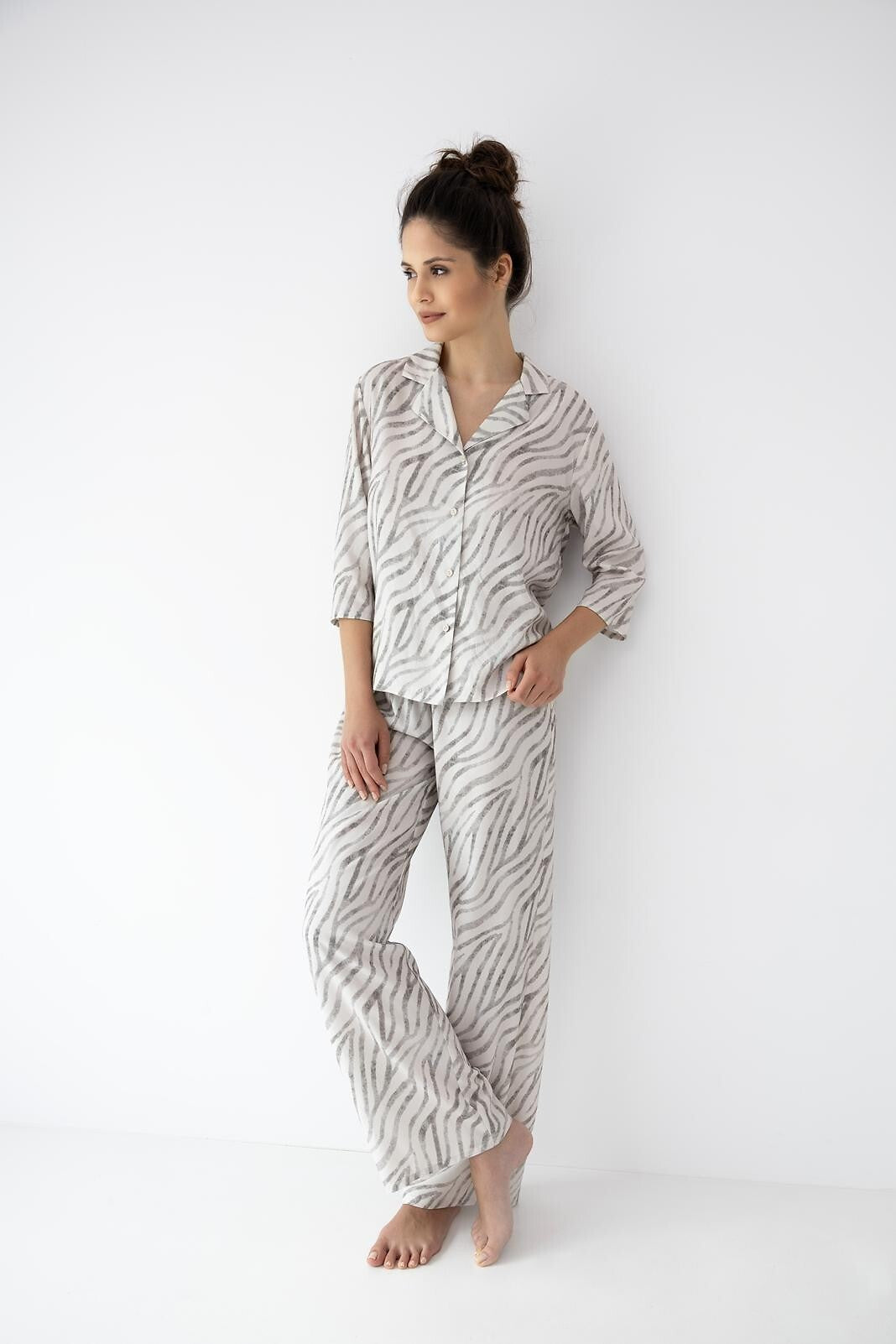 2-Piżama Sensis Emory 7/8 XS-2XL rozpinana beżowy-2