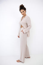 5-Piżama Sensis Clarina dł/r XS-2XL rozpinana beżowy jasny-5