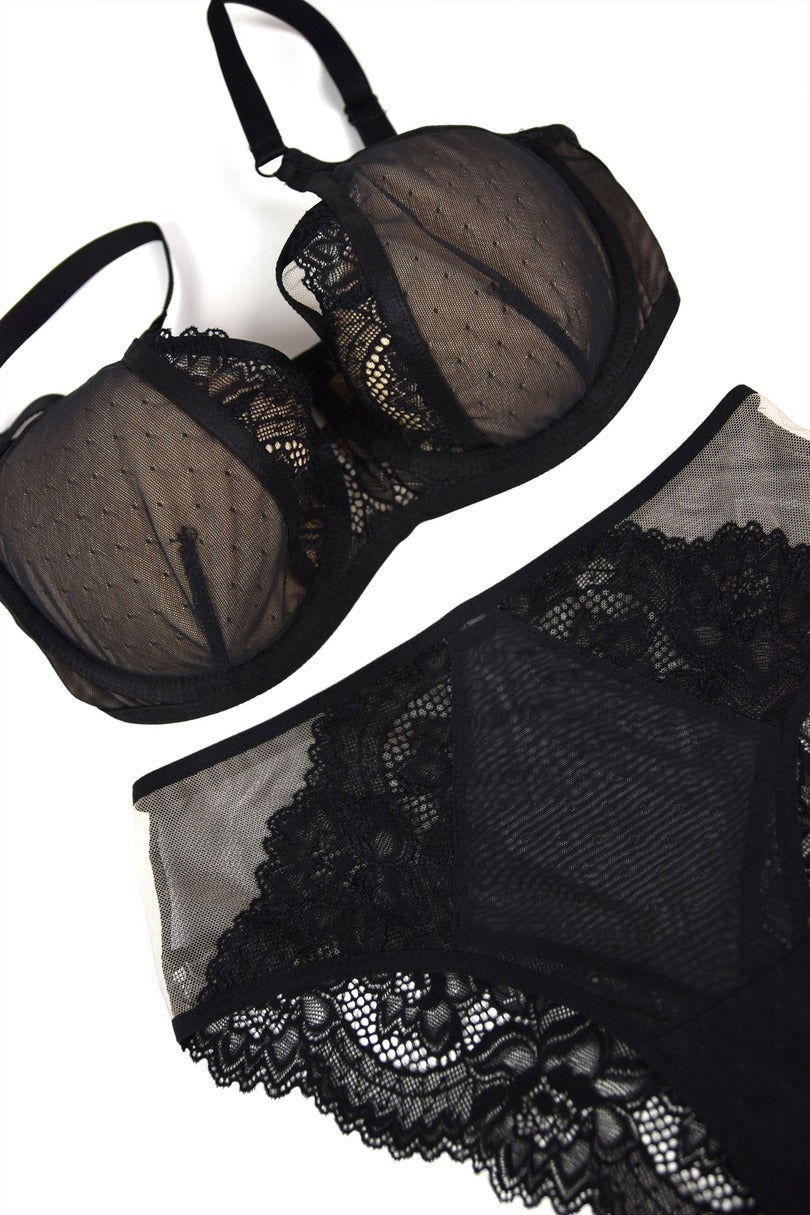 BIUSTONOSZ DOTS SEMI 19187 BLACK - Lullaby Lingerie
