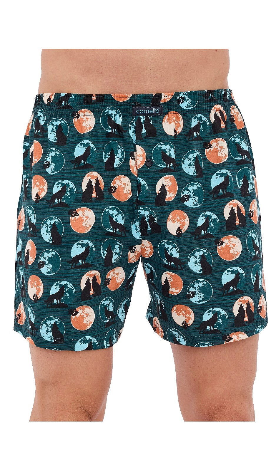 Boxer uomo in 100% cotone di alta qualità - CLASSIC - Lupi e Luna - 159 - Lullaby Lingerie