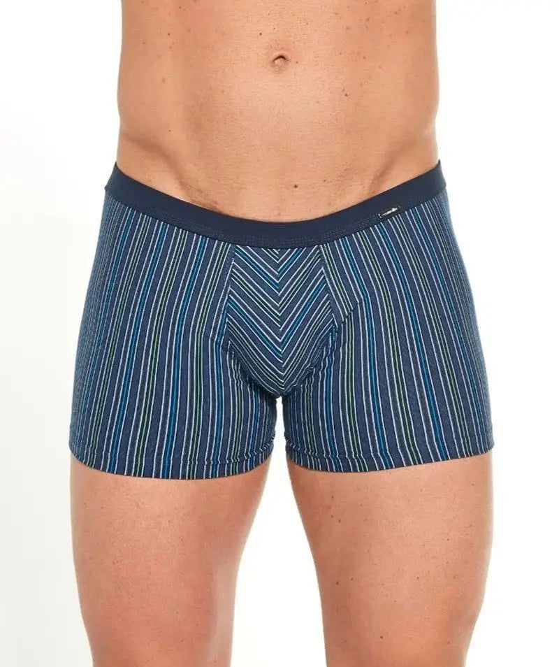 Boxer uomo in cotone elasticizzato - Various 228/127 Perfect Mini - taglie dalla S alla 2XL - colore BLU con righe rosse - Lullaby Lingerie