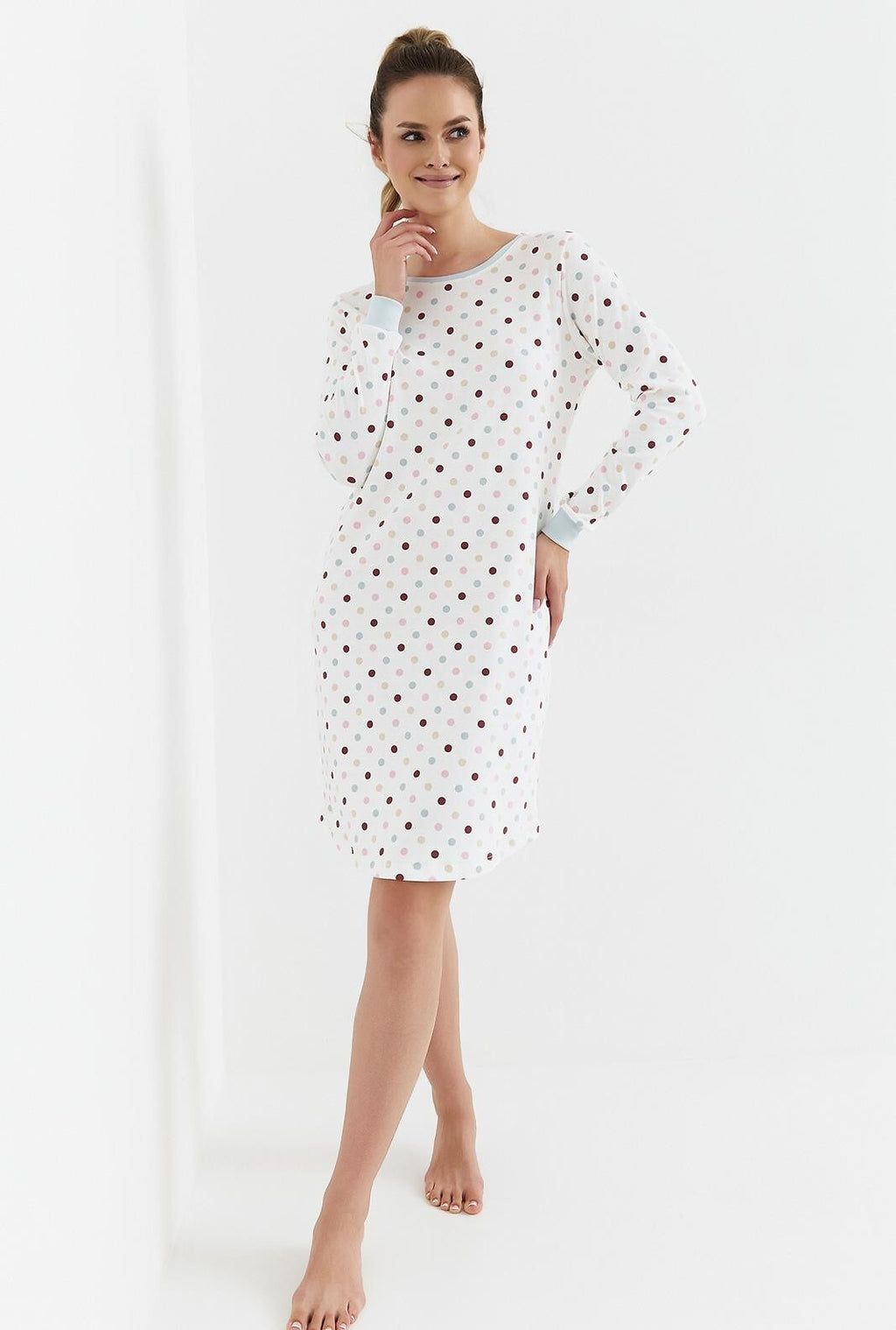 Camicia da notte da donna in 100% cotone intelock - PAULA - 431 - Lullaby Lingerie