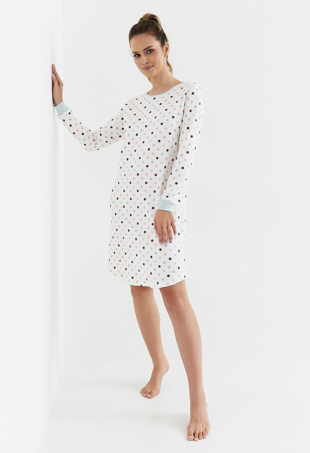 Camicia da notte da donna in 100% cotone intelock - PAULA - 431 - Lullaby Lingerie