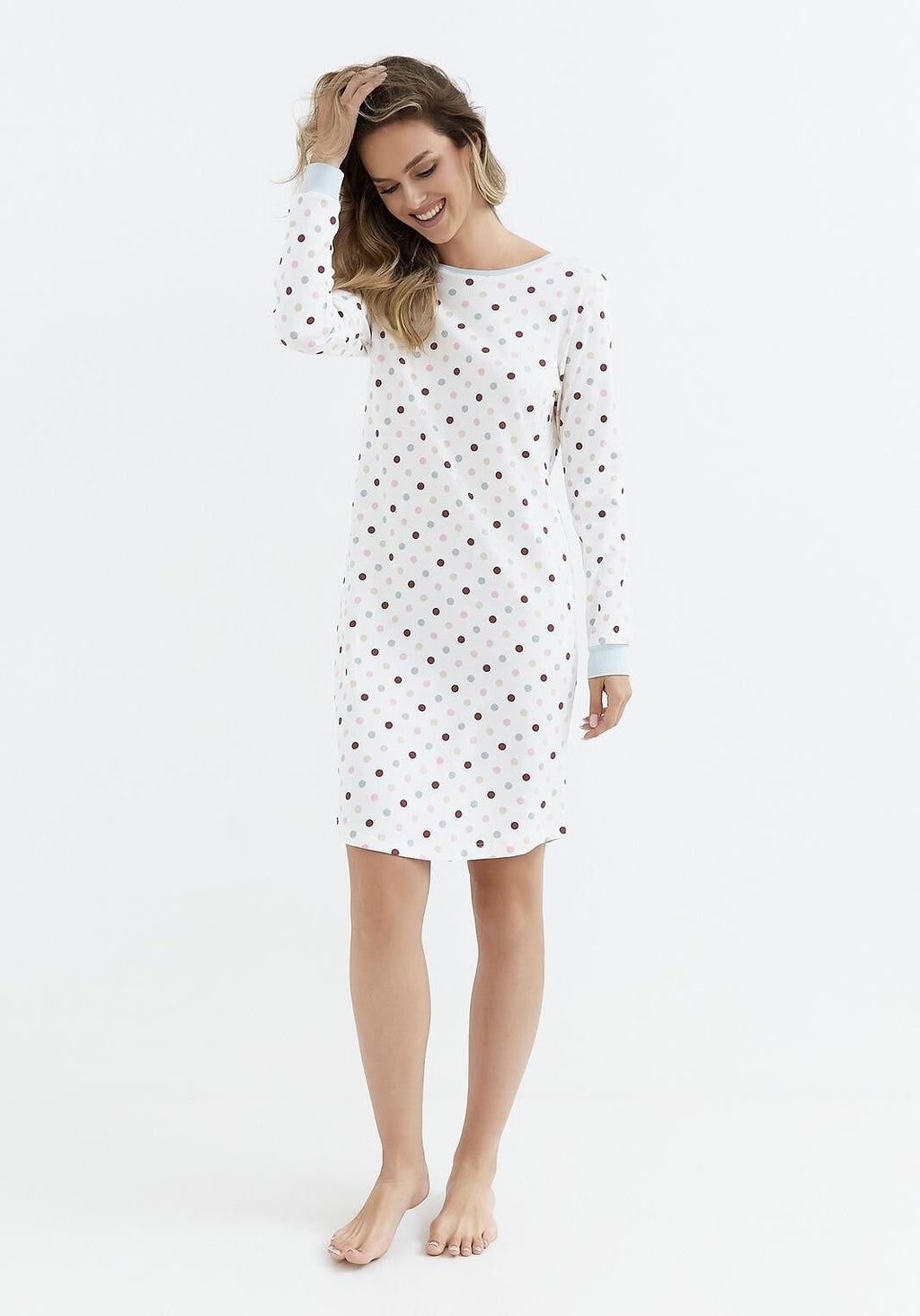 Camicia da notte da donna in 100% cotone intelock - PAULA - 431 - Lullaby Lingerie