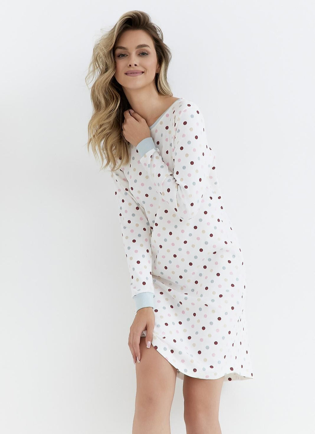 Camicia da notte da donna in 100% cotone intelock - PAULA - 431 - Lullaby Lingerie