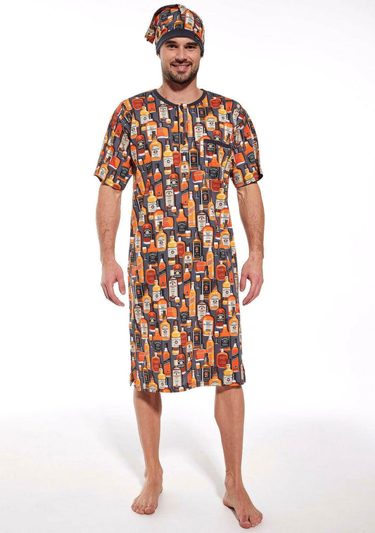 Camicia da notte da uomo manica lunga in 100% cotone - LONDON DRINK - 110/23 - Lullaby Lingerie