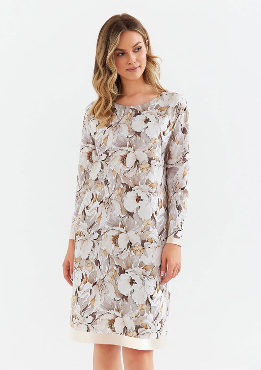 Koszula Cana 423 dł/r S-XL kwiaty-taupe - Lullaby Lingerie
