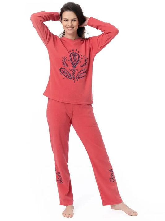 Pigiama / Homewear da donna in pile -  LHS 254 - col. CORALLO - Lullaby Lingerie