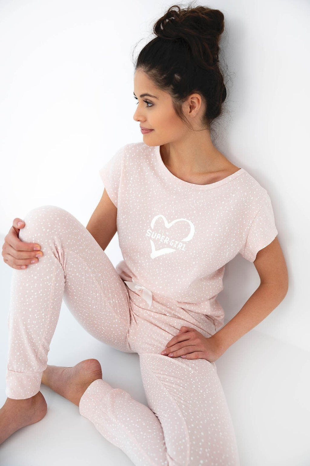 Pigiama da donna estivo in puro cotone - Super girl - Only Love - Rosa - Lullaby Lingerie