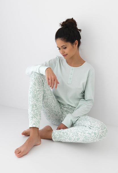 Pigiama da donna in cotone intelock - EASY - Olive - Lullaby Lingerie