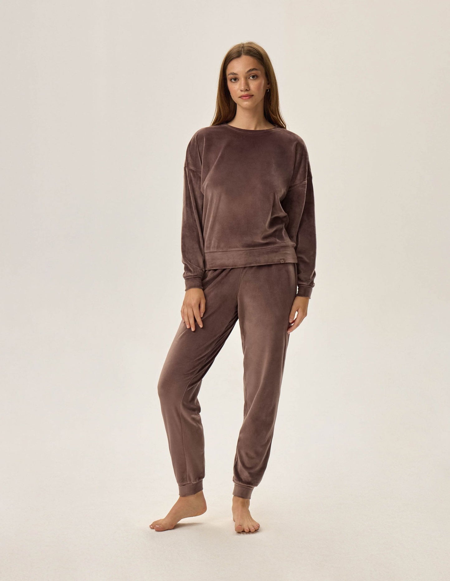 Pigiama da donna in morbido velluto leggero - Fain - Caffè - Lullaby Lingerie
