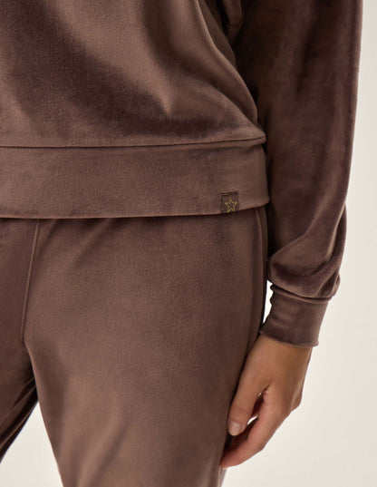 Pigiama da donna in morbido velluto leggero - Fain - Caffè - Lullaby Lingerie
