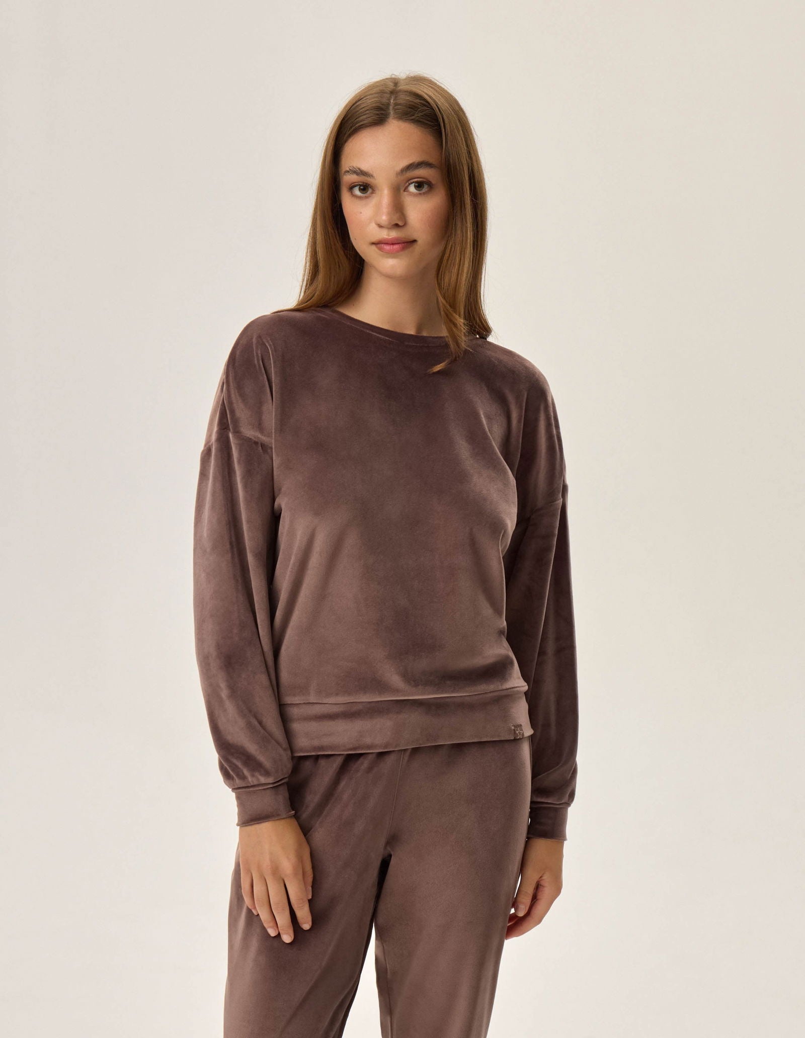 Pigiama da donna in morbido velluto leggero - Fain - Caffè - Lullaby Lingerie
