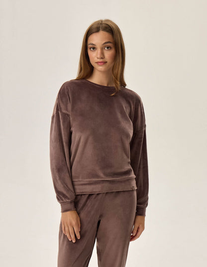 Pigiama da donna in morbido velluto leggero - Fain - Caffè - Lullaby Lingerie