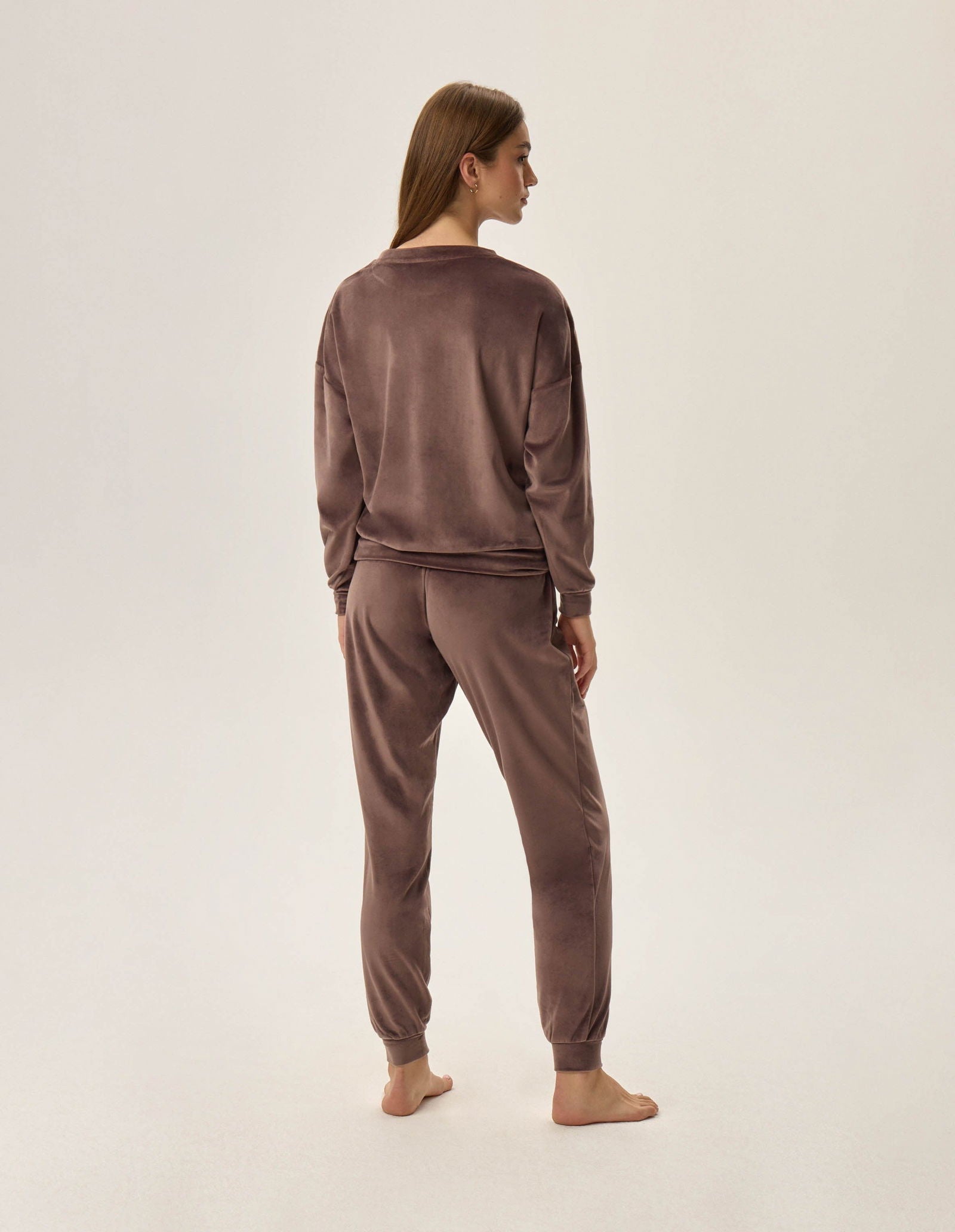 Pigiama da donna in morbido velluto leggero - Fain - Caffè - Lullaby Lingerie