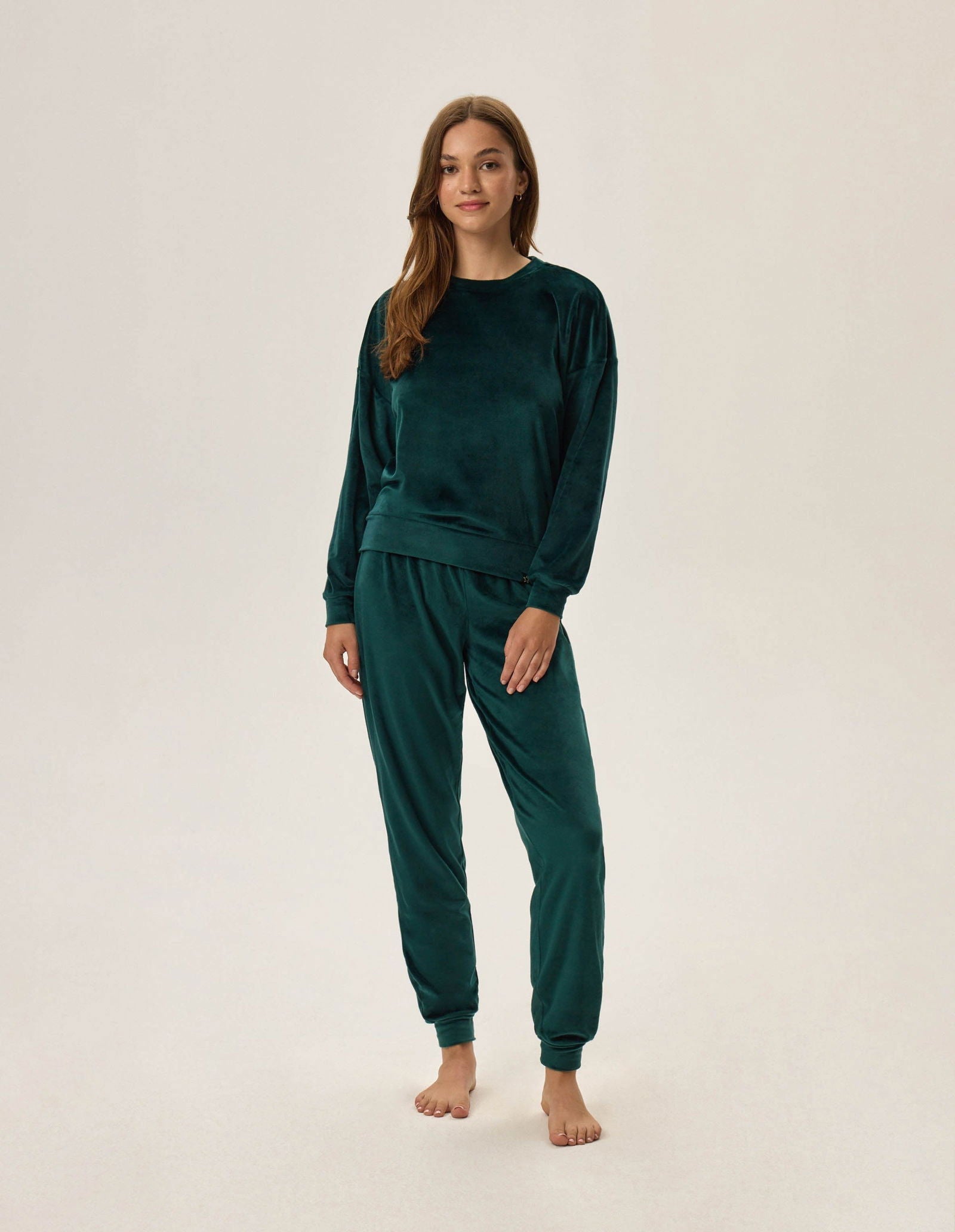 Pigiama da donna in morbido velluto leggero - Fain - Verde - Lullaby Lingerie