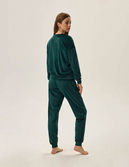 Pigiama da donna in morbido velluto leggero - Fain - Verde - Lullaby Lingerie