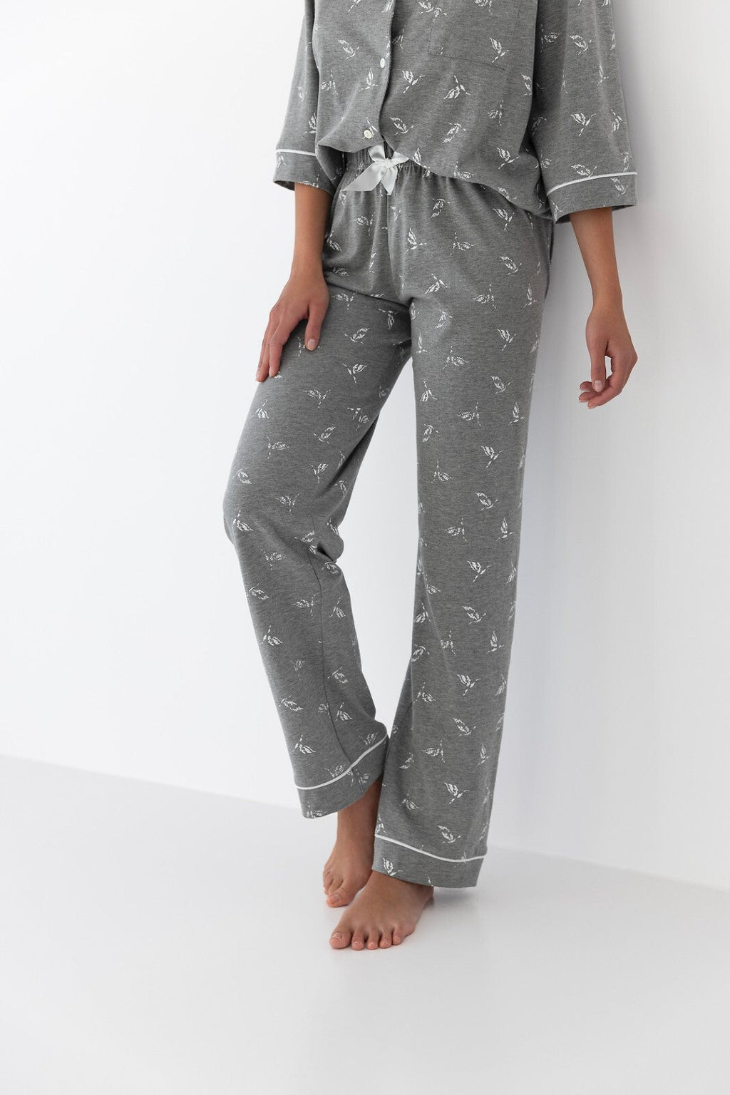 Pigiama da donna in puro cotone aperto - GREY - Dora - Lullaby Lingerie
