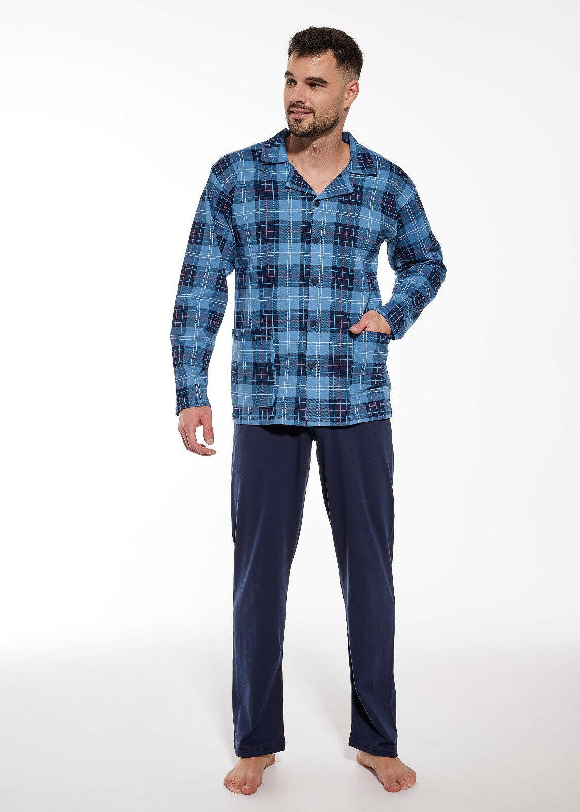 Pigiama da uomo aperto con bottoni - 100% cotone - 114/69 - Lullaby Lingerie
