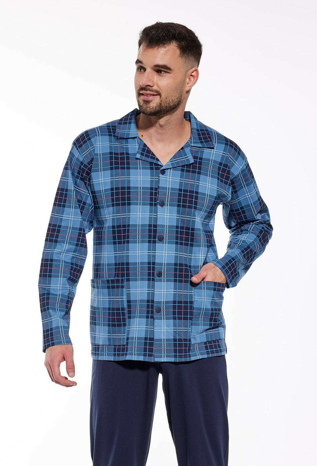 Pigiama da uomo aperto con bottoni - 100% cotone - 114/69 - Lullaby Lingerie