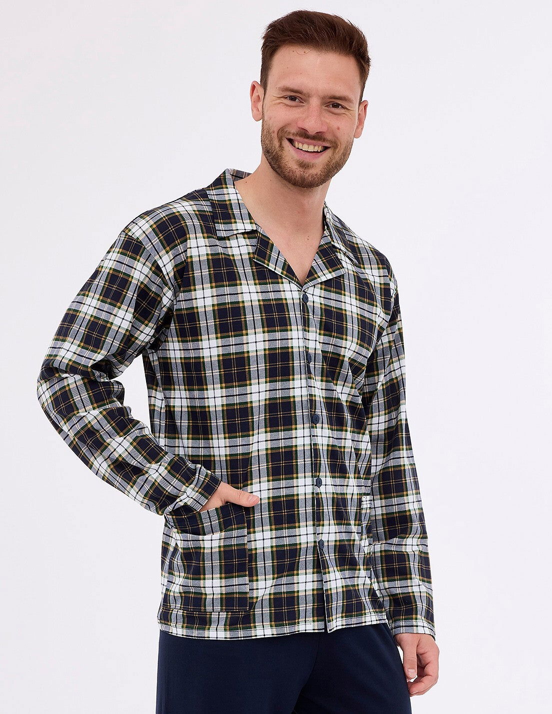 Pigiama da uomo aperto con bottoni - 100% cotone - 114/73 - Lullaby Lingerie