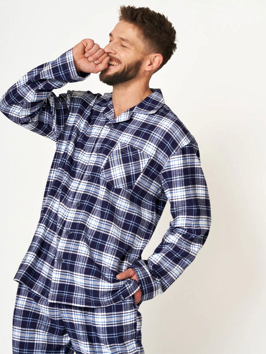 Pigiama da uomo aperto in flanella - CARLOS - Lullaby Lingerie