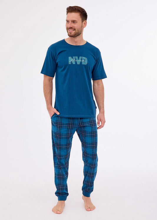Pigiama da uomo in cotone - Nevada - maniche corte e pantaloni lunghi - Lullaby Lingerie