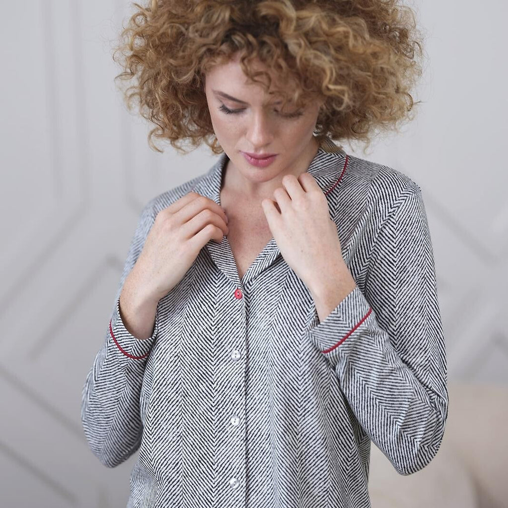 Piżama Cana 410 dł/r S-XL rozpinana grafit - Lullaby Lingerie