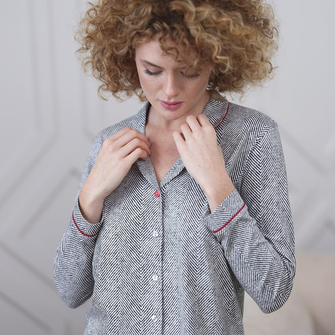 Piżama Cana 410 dł/r S-XL rozpinana grafit - Lullaby Lingerie