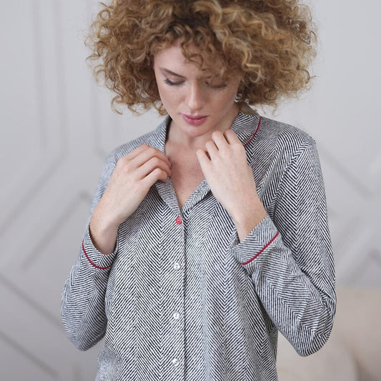 Piżama Cana 410 dł/r S-XL rozpinana grafit - Lullaby Lingerie