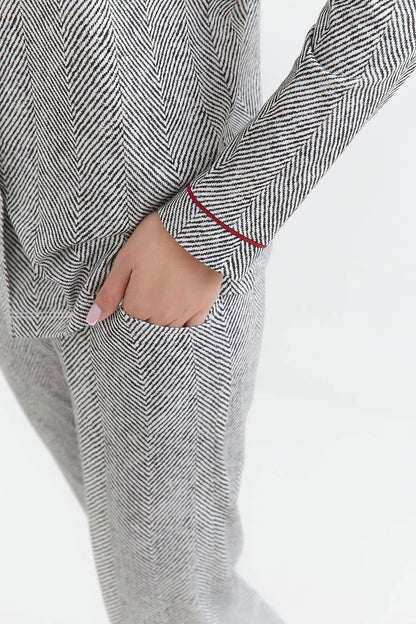 Piżama Cana 410 dł/r S-XL rozpinana grafit - Lullaby Lingerie