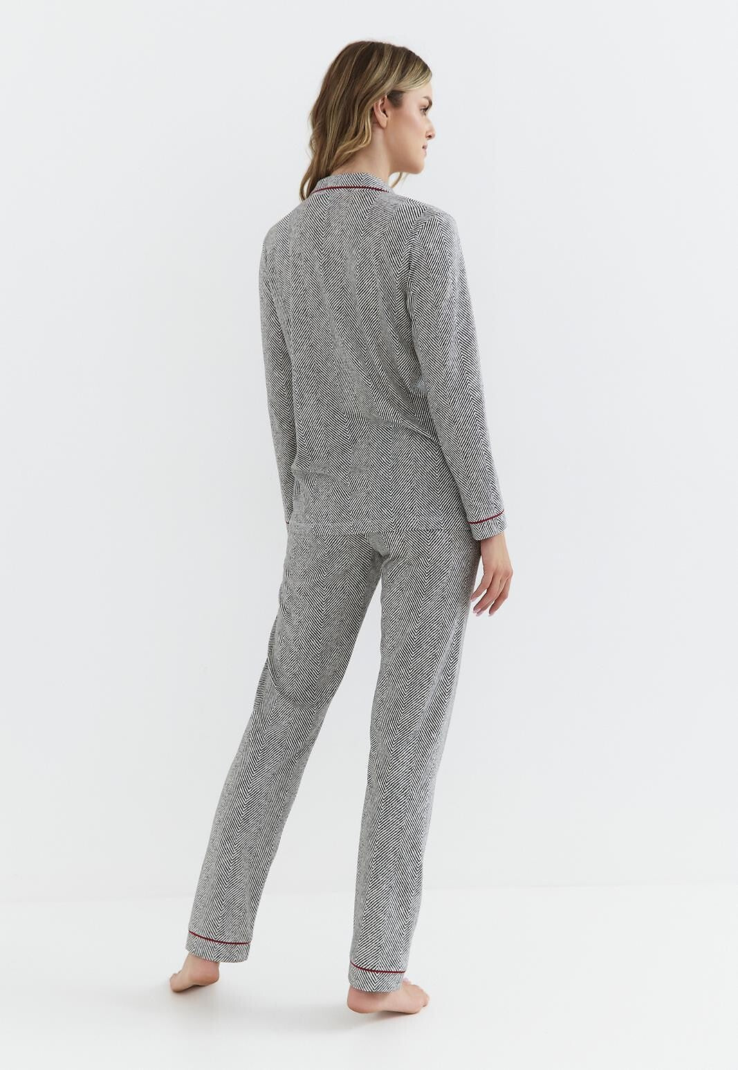 Piżama Cana 410 dł/r S-XL rozpinana grafit - Lullaby Lingerie