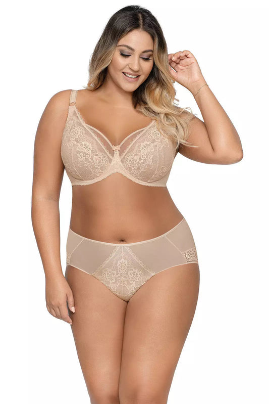 Reggiseno non imbottito con ferretto in pizzo floreale - Amy - 1824 Beige - Lullaby Lingerie