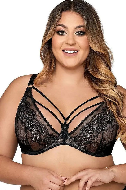 Reggiseno non imbottito con ferretto in pizzo floreale - Amy - 1824 Nero - Lullaby Lingerie