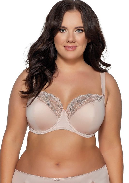 Reggiseno semi imbottito in microfibra e pizzo - MARY JANE - Beige - 2110 - coppe differenziate - Lullaby Lingerie