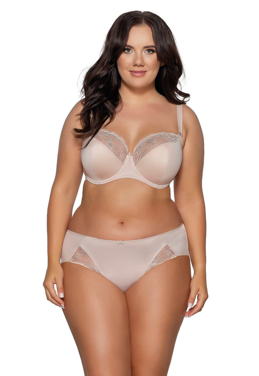 Reggiseno semi imbottito in microfibra e pizzo - MARY JANE - Beige - 2110 - coppe differenziate - Lullaby Lingerie