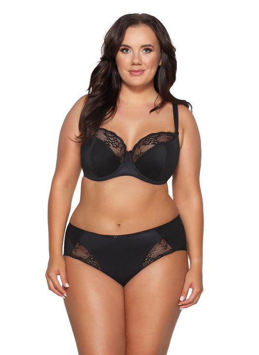 Reggiseno semi imbottito in microfibra e pizzo - MARY JANE - Nero - 2110 - coppe differenziate - Lullaby Lingerie