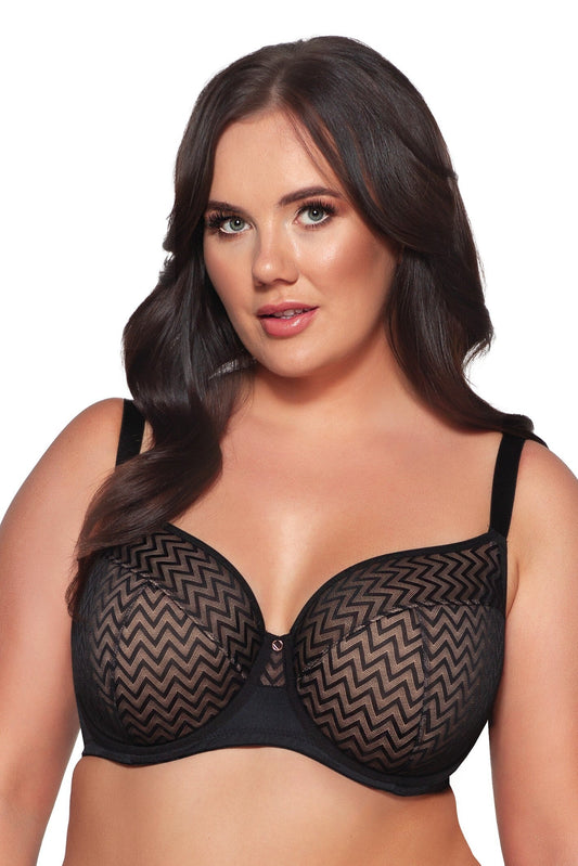 Reggiseno semi soft fantasia geometrica - GRACE - Nero - Plus sizes - 2102 - Lullaby Lingerie
