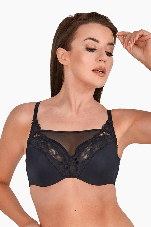 Reggiseno soft con ferretto con scollo ricoperto in tulle - Ida - Lullaby Lingerie