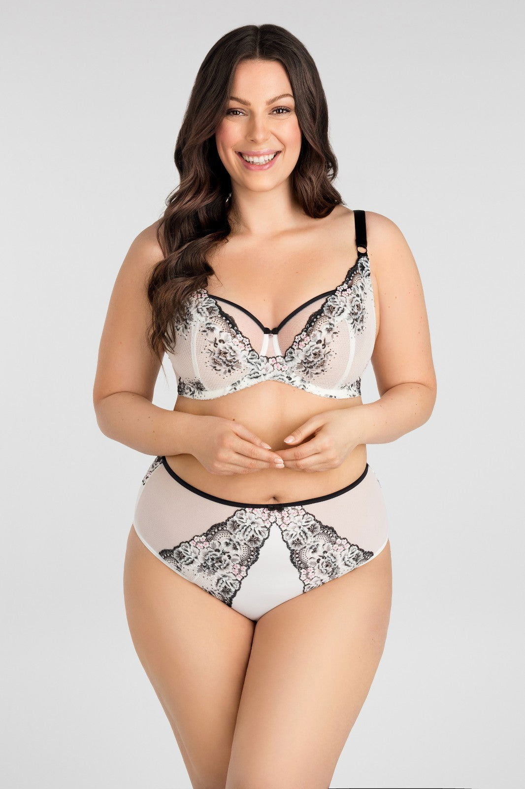 Reggiseno soft in pizzo floreale - Black & White - coppe differenziate - Lullaby Lingerie