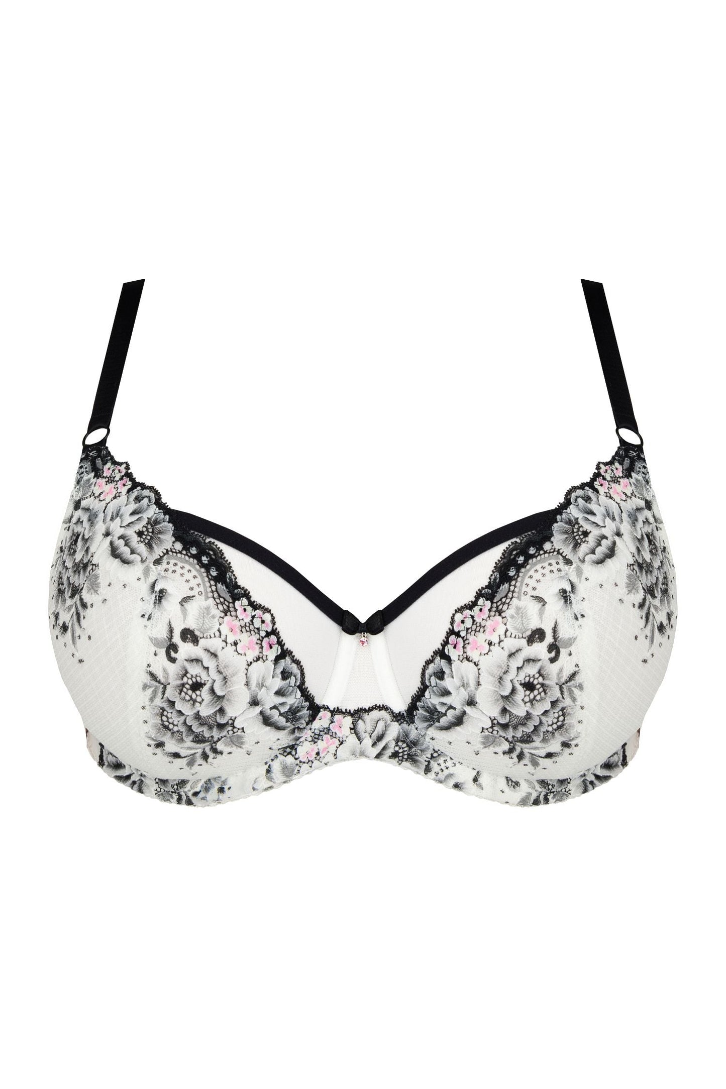 Reggiseno soft in pizzo floreale - Black & White - coppe differenziate - Lullaby Lingerie