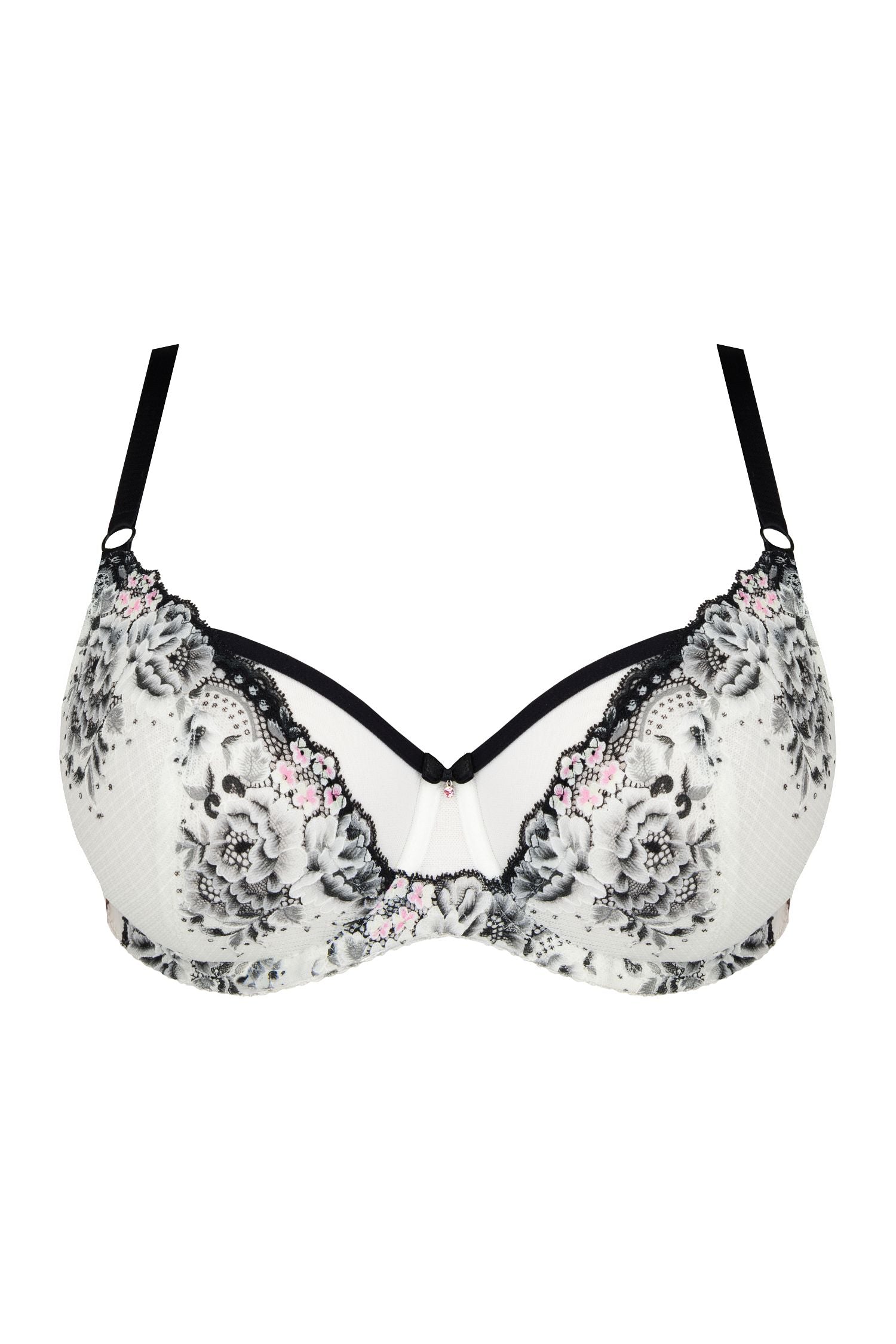 Reggiseno soft in pizzo floreale - Black & White - coppe differenziate - Lullaby Lingerie