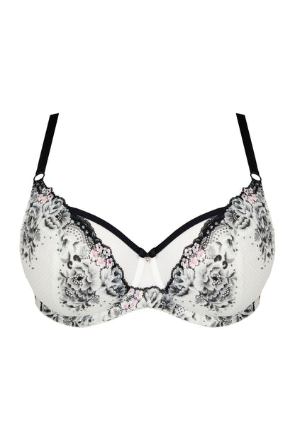 Reggiseno soft in pizzo floreale - Black & White - coppe differenziate - Lullaby Lingerie