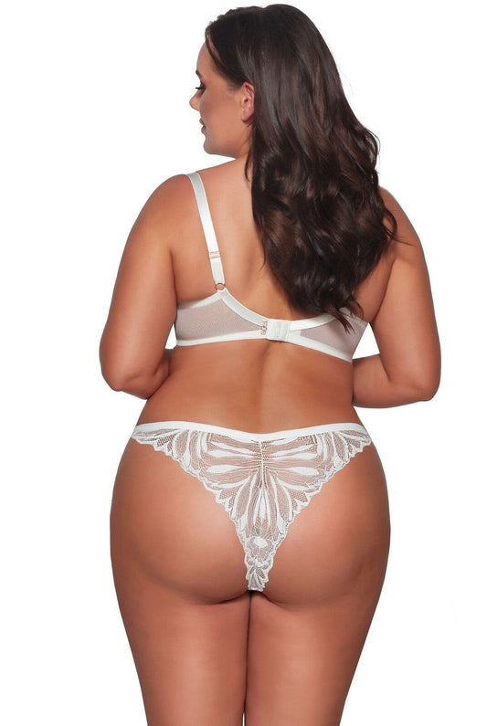 Slip brasiliano in microfibra e pizzo - YASMIN - Ecrù - 2107/B - Lullaby Lingerie