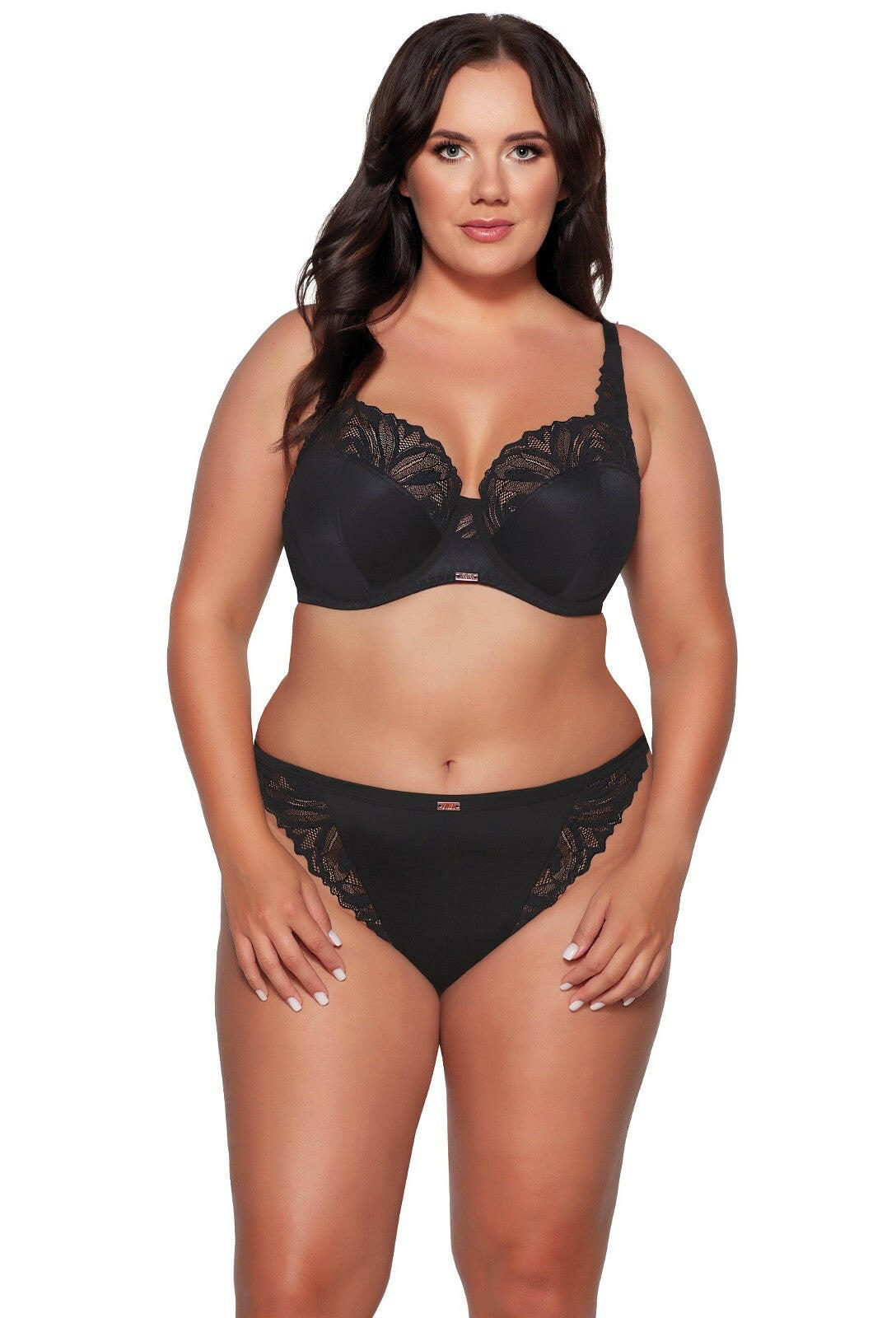 Slip brasiliano in microfibra e pizzo - YASMIN - Nero - 2107/B - Lullaby Lingerie
