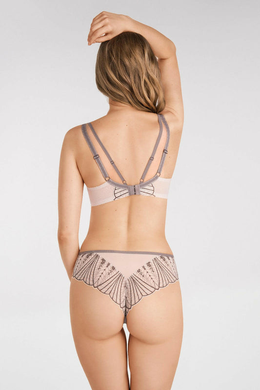 Slip brasiliano in tulle ricamato - Caffè Latte - K 839 - Lullaby Lingerie